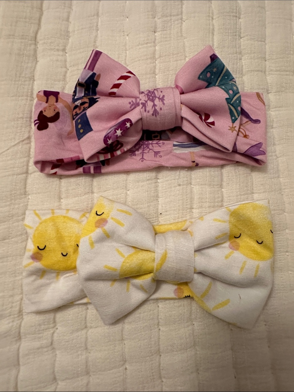 Kids Bow Headbands littles Sleepies - Pink Fairy & White Sunny Designs